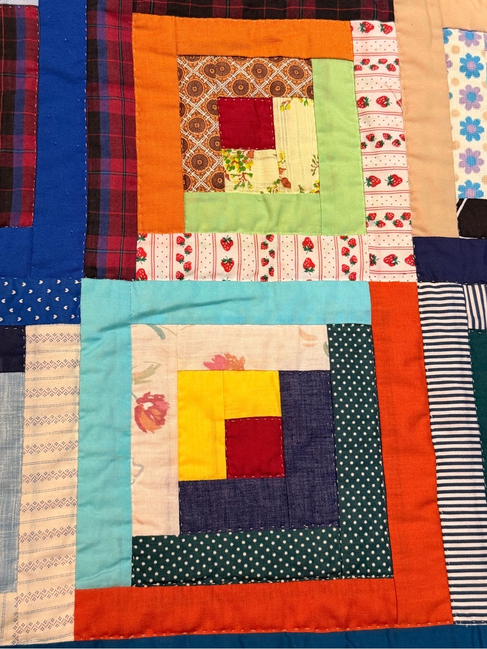 Hand-Stitched Multicolor Patchwork Quilt - Picture 3 of 5
